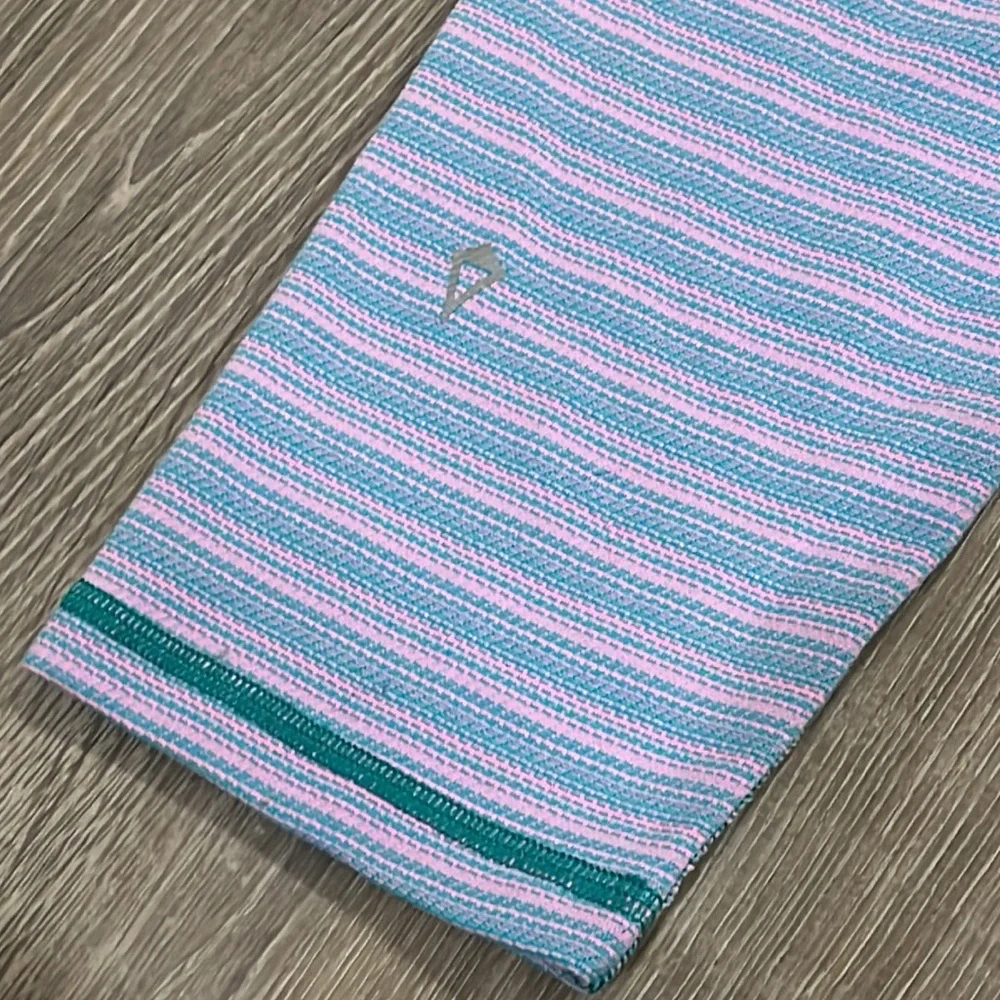 Ivivva by lululemon rhythmic crop legging in slub knit stripes pink & green